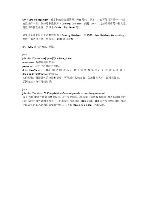 dm jdbc 参数