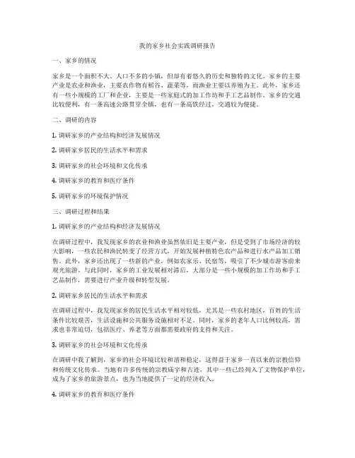我的家乡社会实践调研报告