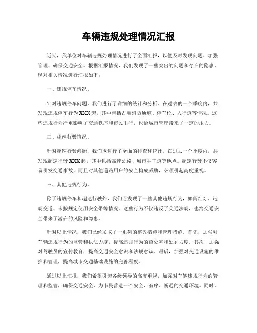 车辆违规处理情况汇报