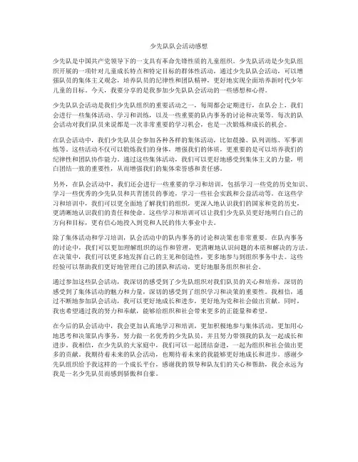 少先队队会活动感想