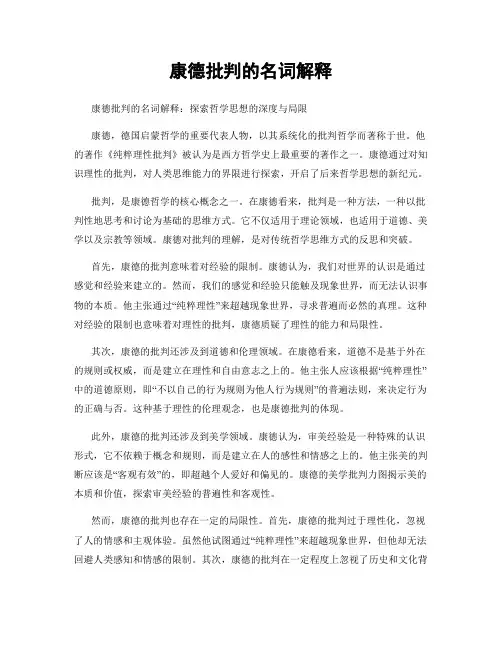 康德批判的名词解释