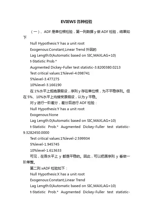 EVIEWS各种检验