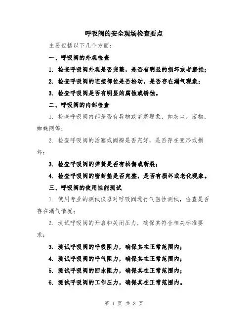 呼吸阀的安全现场检查要点
