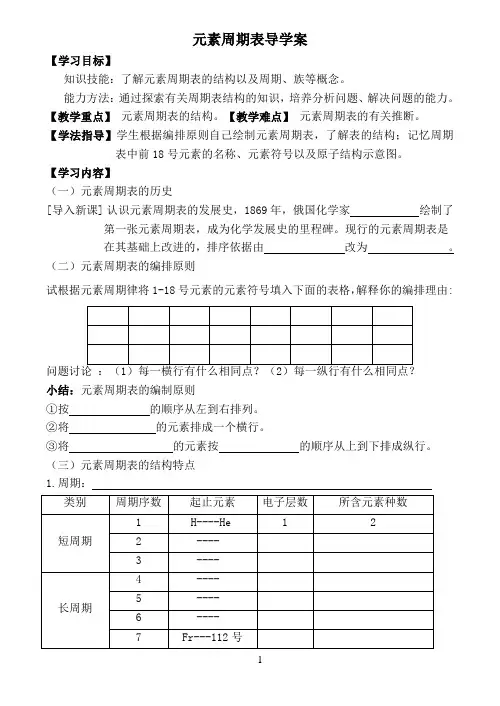 元素周期表导学案