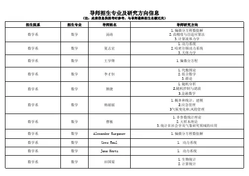 导师招生专业及研究方向-南方科技大学-地球与空间科学系