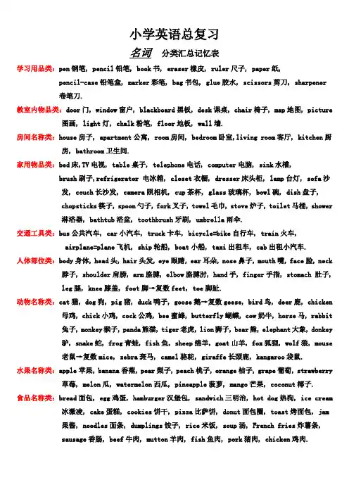 冀教版小学英语总复习