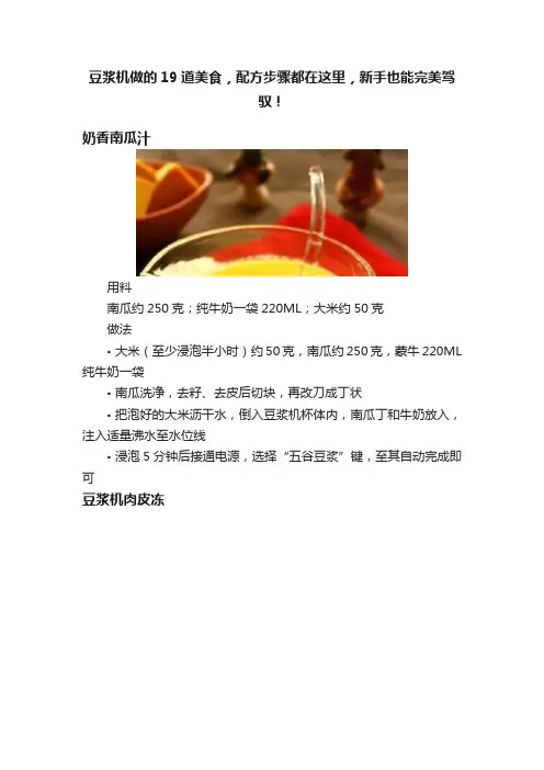 豆浆机做的19道美食，配方步骤都在这里，新手也能完美驾驭！