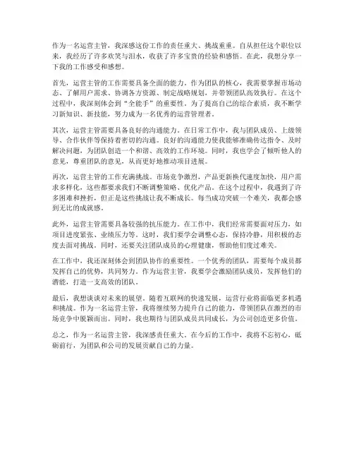 运营主管工作感受感想