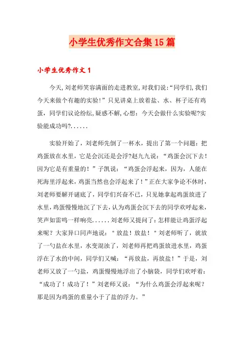 小学生优秀作文合集15篇