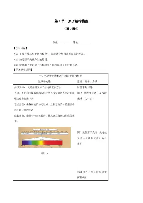 1.1.1《原子结构模型》学案(鲁科版选修3)..