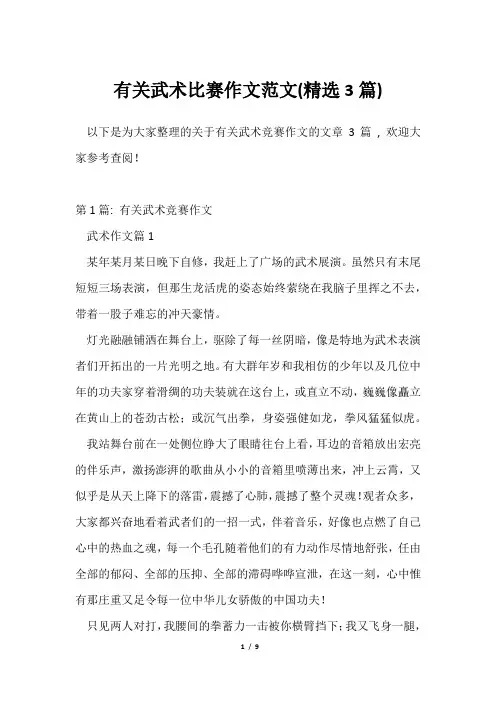 有关武术比赛作文范文(精选3篇)