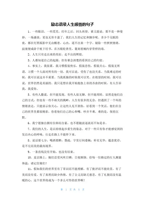 励志语录人生感悟的句子