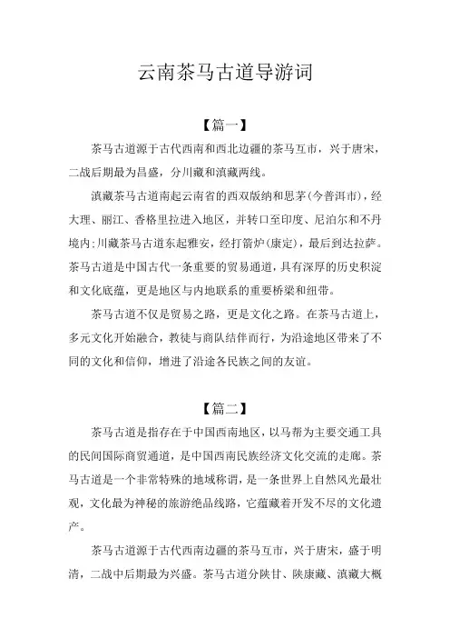 云南茶马古道导游词