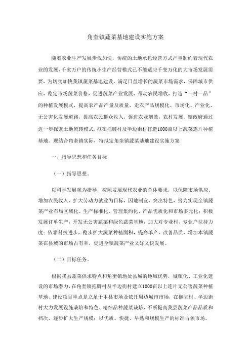 蔬菜基地建设实施方案
