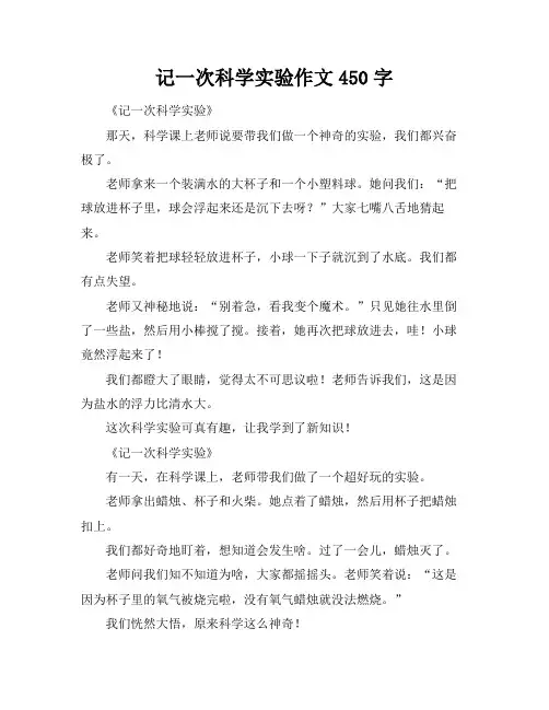记一次科学实验作文450字