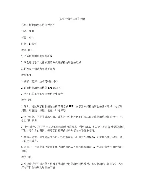 初中生物手工制作教案