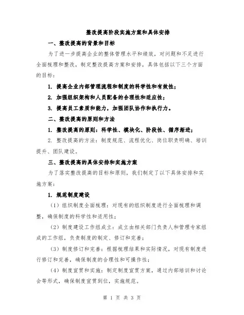 整改提高阶段实施方案和具体安排