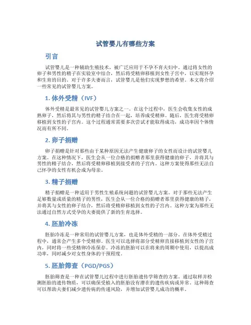 试管婴儿有哪些方案