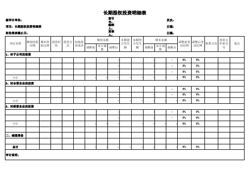 长期股权投资明细表