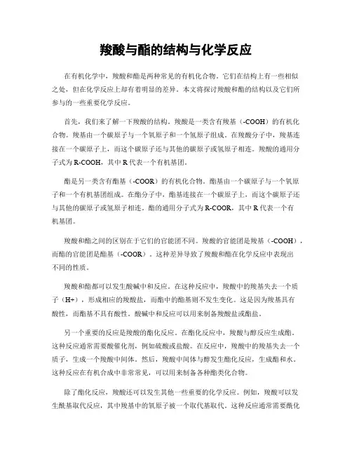 羧酸与酯的结构与化学反应