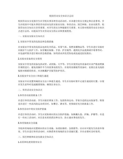 校园劳动安全知识点总结