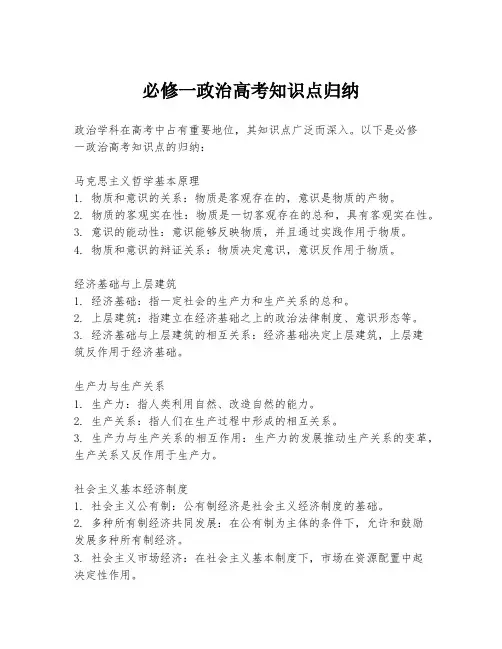 必修一政治高考知识点归纳