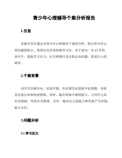 青少年心理辅导个案分析报告