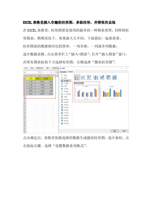 EXCEL表格里插入有趣的柱形图,多组柱形,并排依次呈现