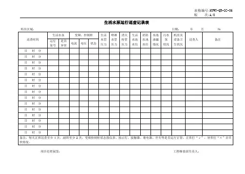 生活水泵巡查记录表