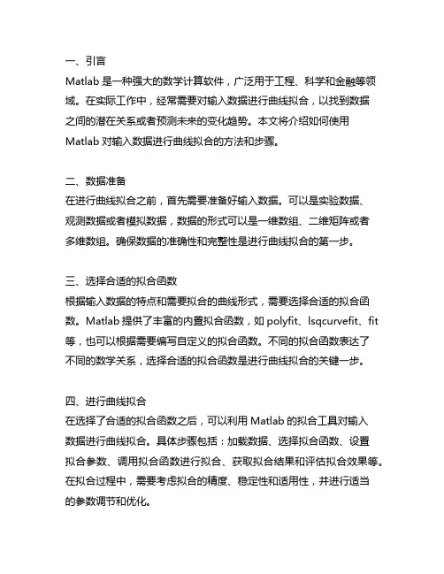 matlab输入数据拟合曲线