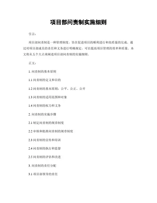 项目部问责制实施细则