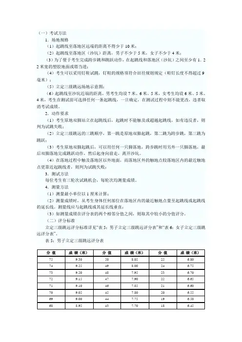 立定三级跳评分标准