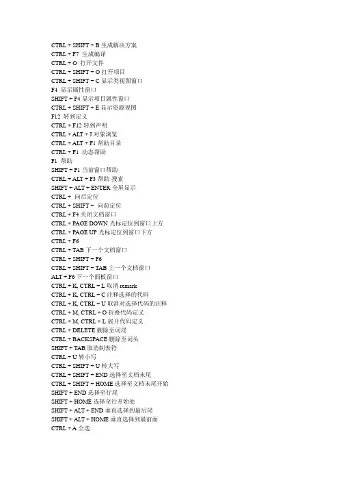 VS2005快捷键大全