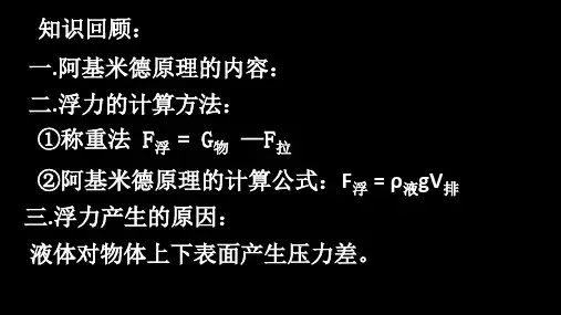 第39讲10.3物体的浮沉条件及应用ppt课件