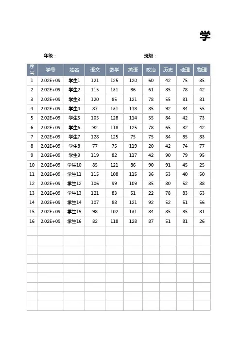 学生成绩统计表-分类汇总