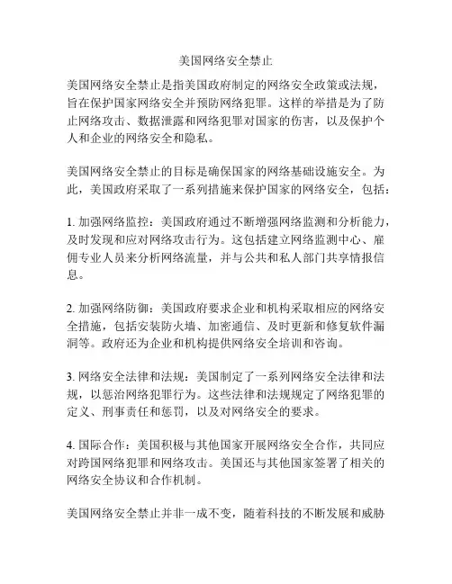 美国网络安全禁止