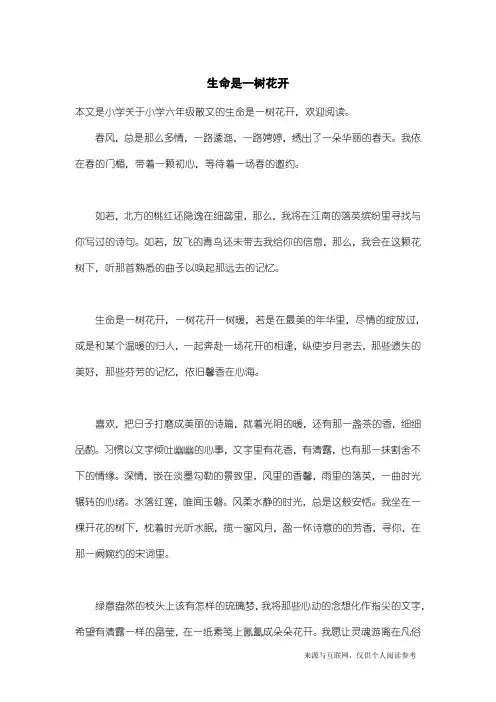 小学六年级散文：生命是一树花开