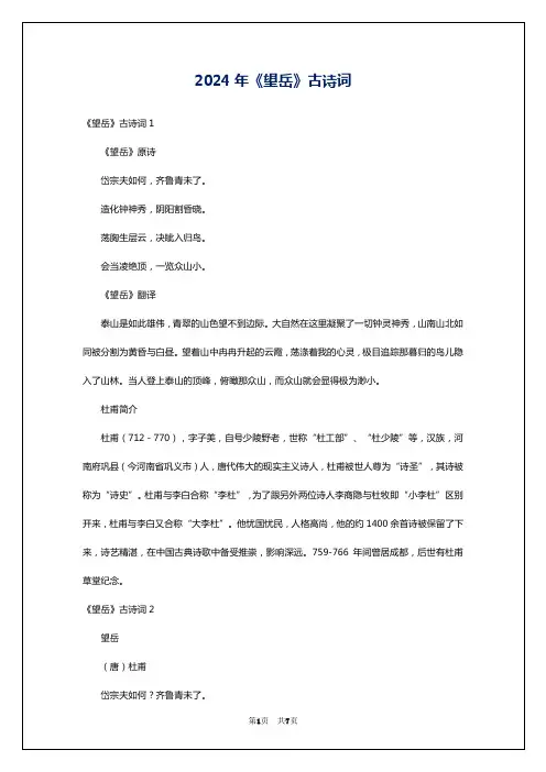 2024年《望岳》古诗词