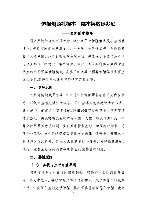 华电煤业全面预算管理汇报2-11定稿1
