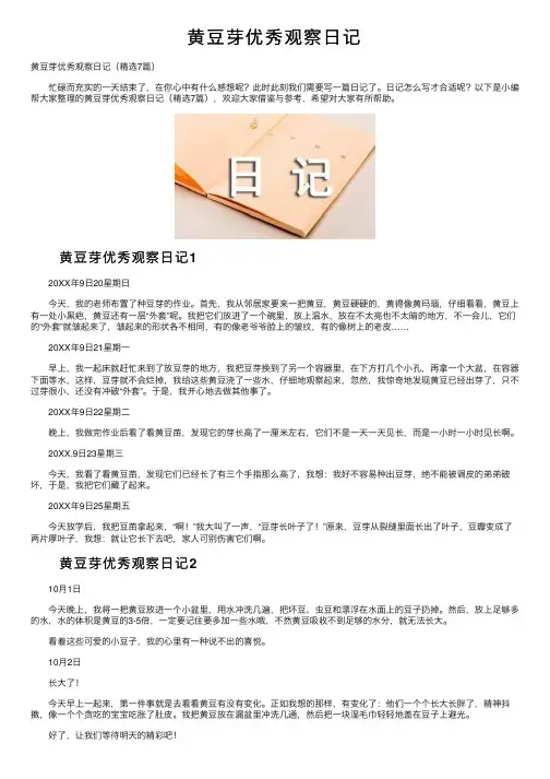 黄豆芽优秀观察日记