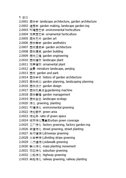 园林专业英语词汇大全