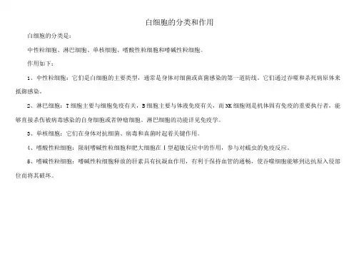 白细胞的分类和作用