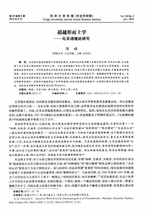 超越形而上学——尼采透视论研究