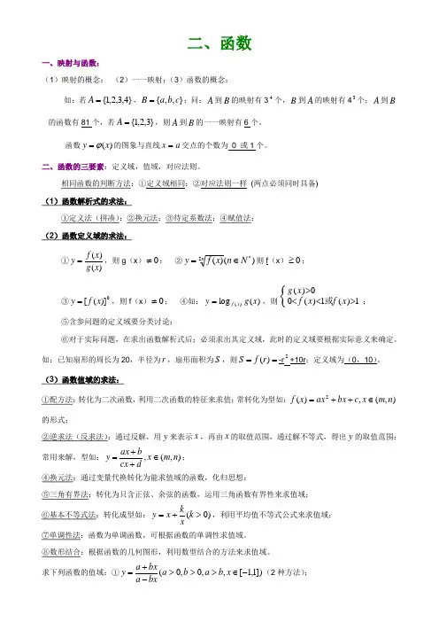 数学教案函数基础教师版