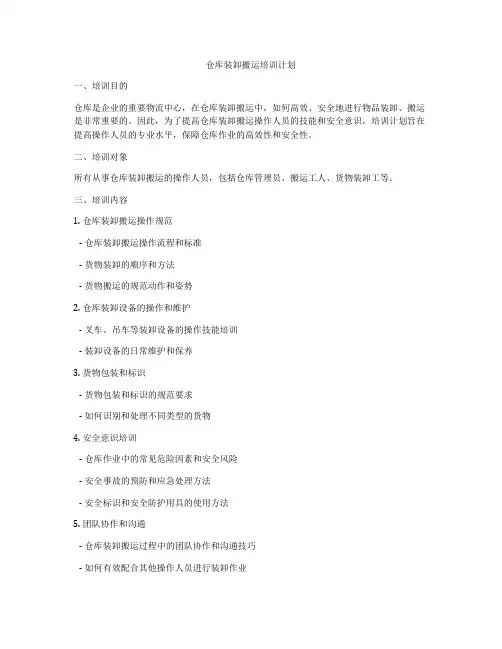 仓库装卸搬运培训计划