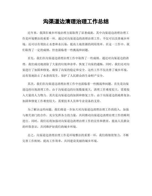 沟渠道边清理治理工作总结