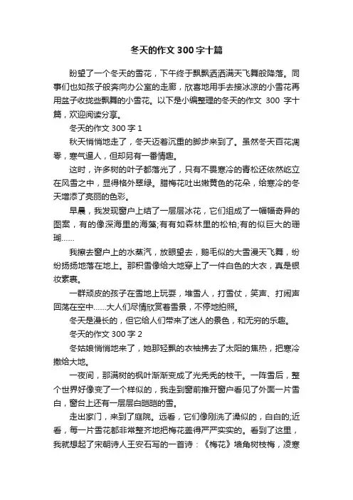 冬天的作文300字十篇