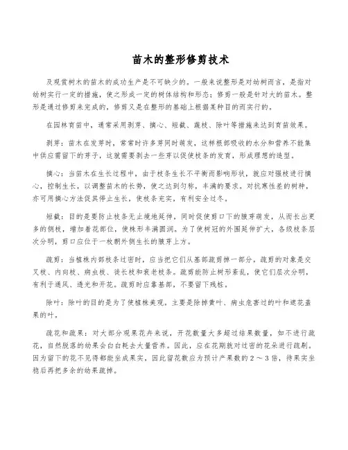 苗木的整形修剪技术