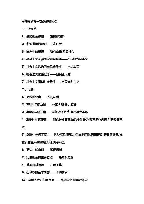 司法考试第一卷必背知识点