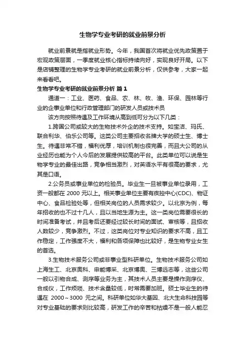 生物学专业考研的就业前景分析